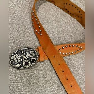 Vintage GAP Western Texas Belt Genuine Leather Studded Made in Italy